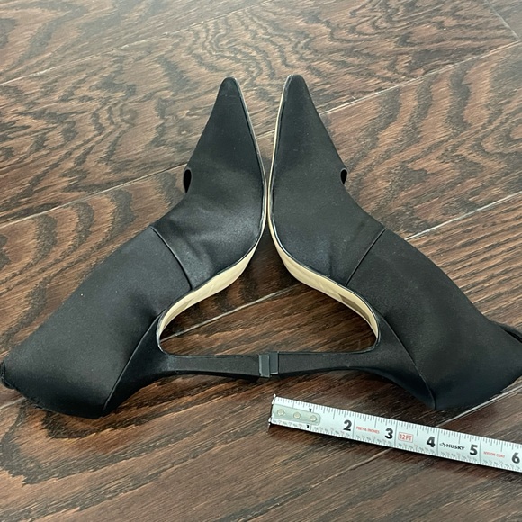 Anthropologie Maeve Pointed-Toe Pump Black Satin Bow Heel Women Size 6/36 EUR - Picture 8 of 10